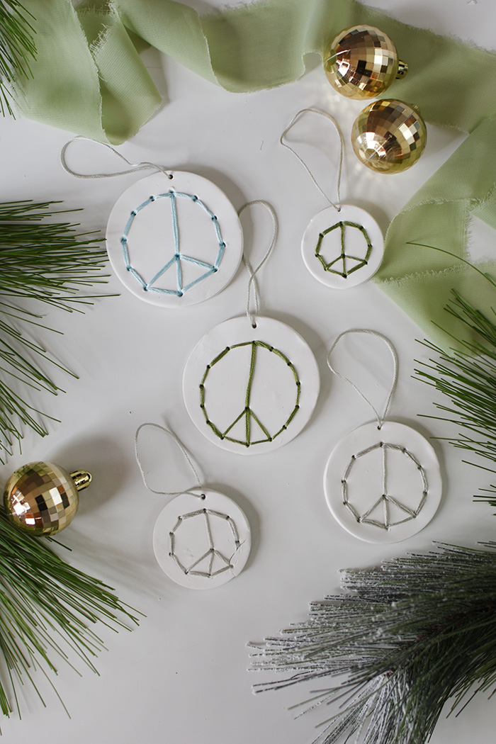 Clay Peace Sign Ornaments