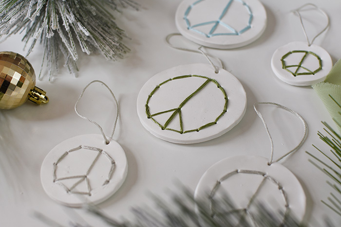 Green and Gray Peace Sign Ornaments