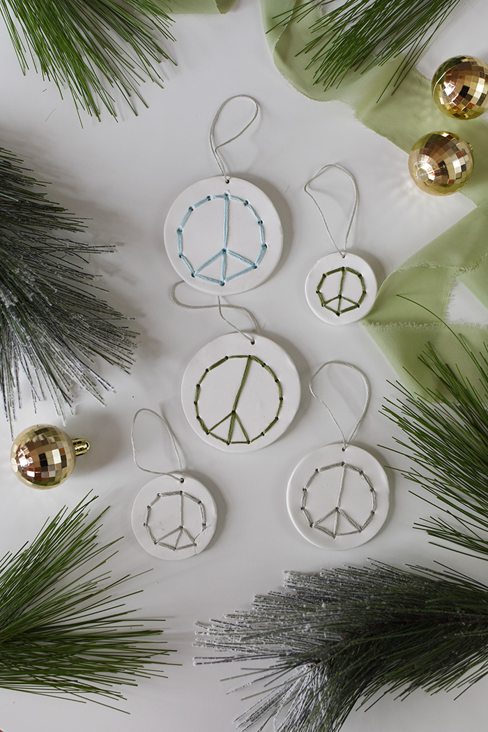 Peace Sign Ornaments made from clay