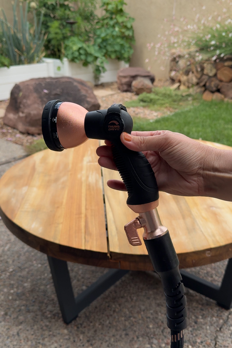 Rinse off table with hose