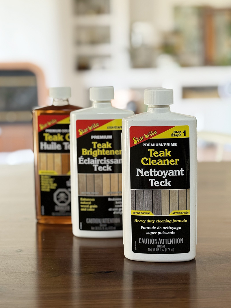 Teak cleaner, brightener and oil
