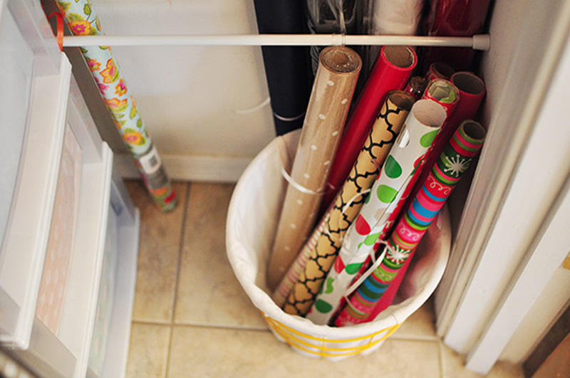 Wrapping paper in basket