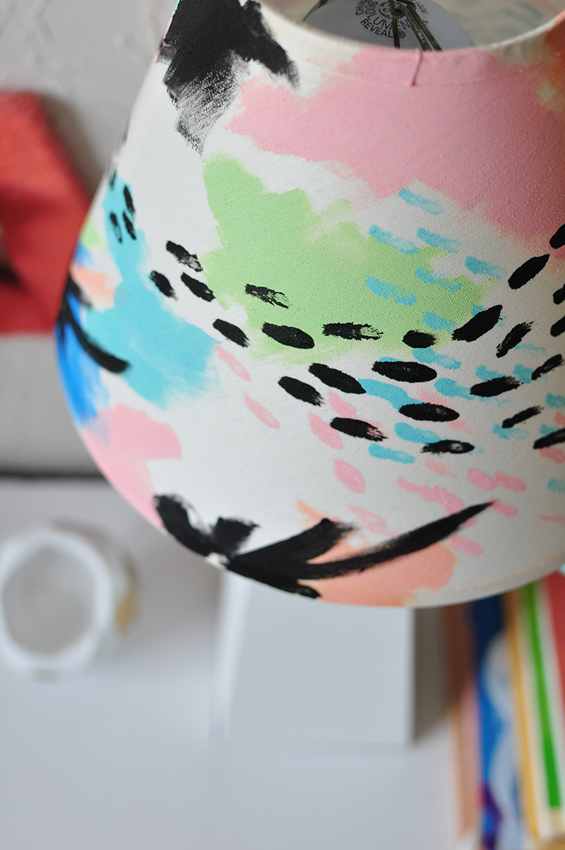 Adding black paint to a lamp shade