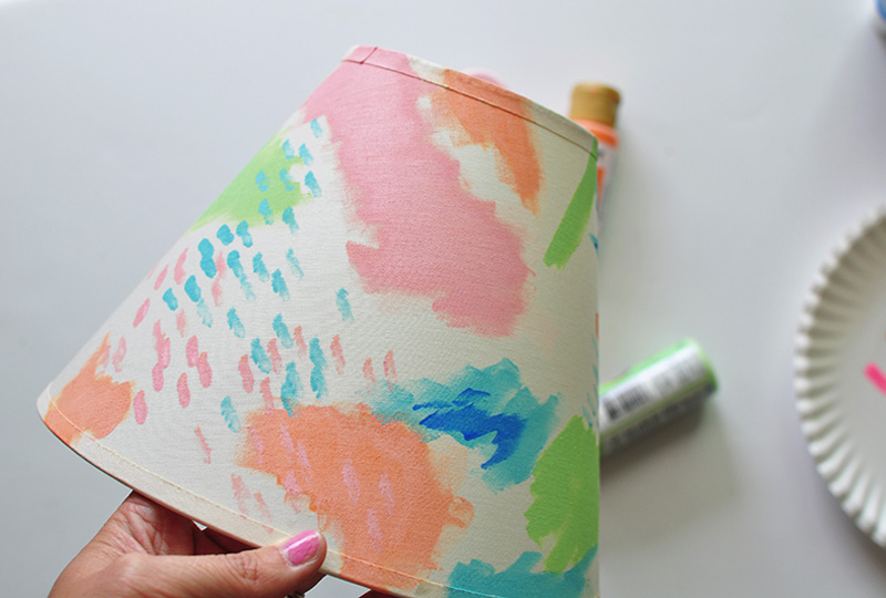 Adding pink paint to a lamp shade