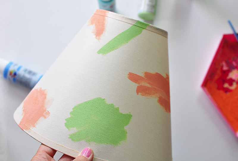 Adding peach paint to a lamp shade