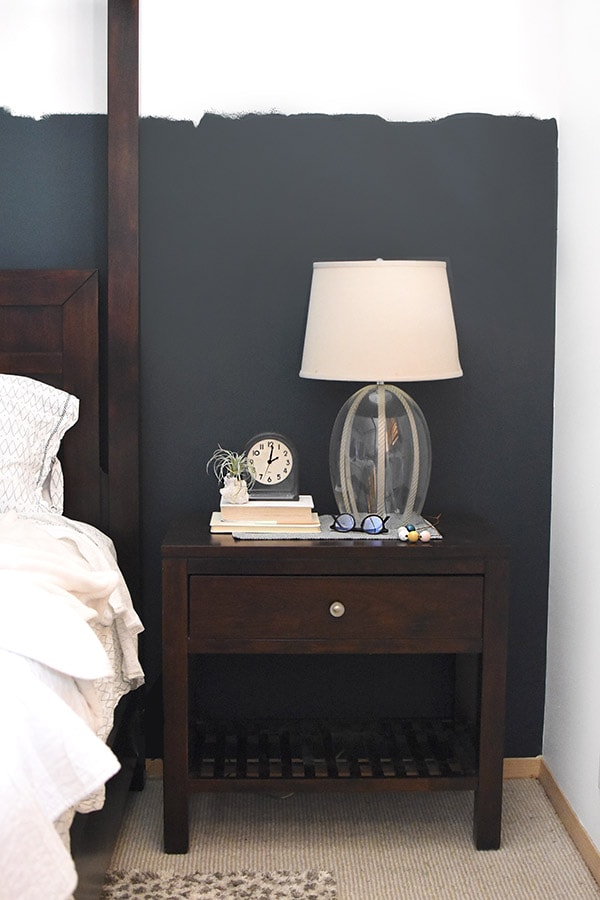 Bedroom Nightstand Teal Paint Wall