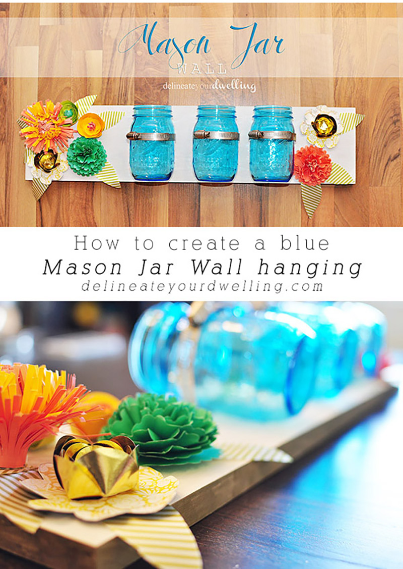 Blue Mason Jar Wall hanging