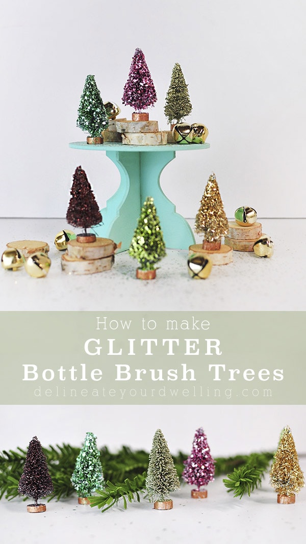 Colorful Glitter Bottle Brush Trees