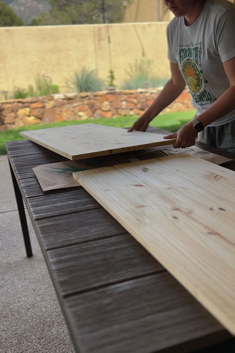 20" wide piece of wood on table