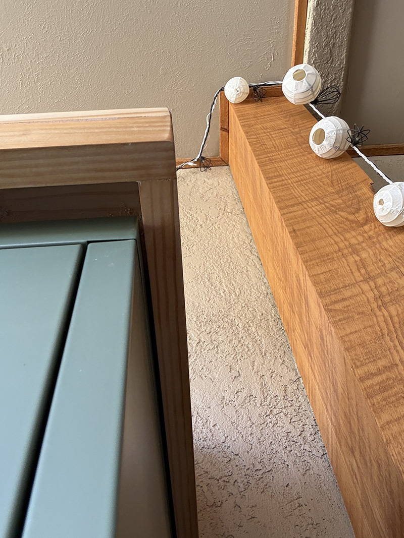 View from underneath of wood trim