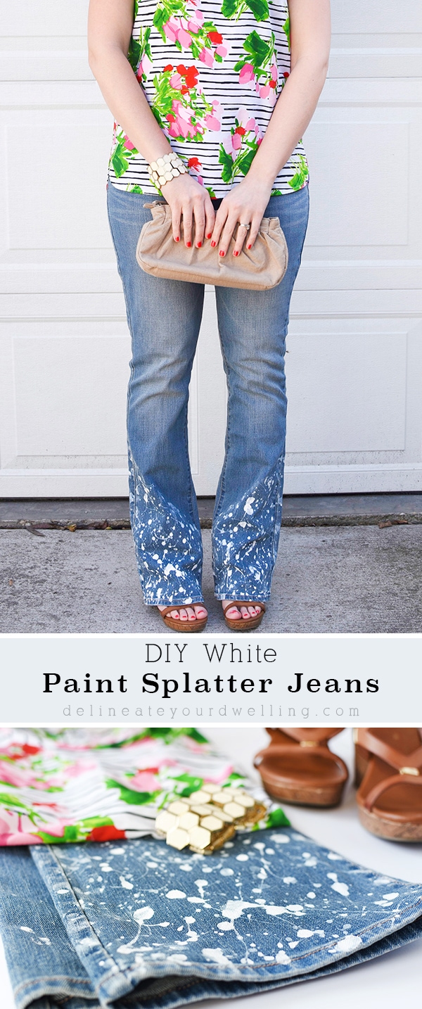 DIY White Paint Patterned Jeans - Delineate Your Dwelling