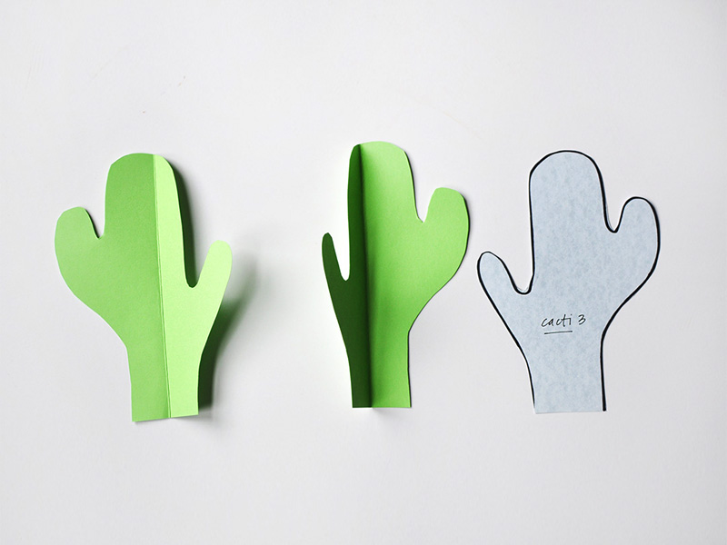 Bright green cactus paper templates