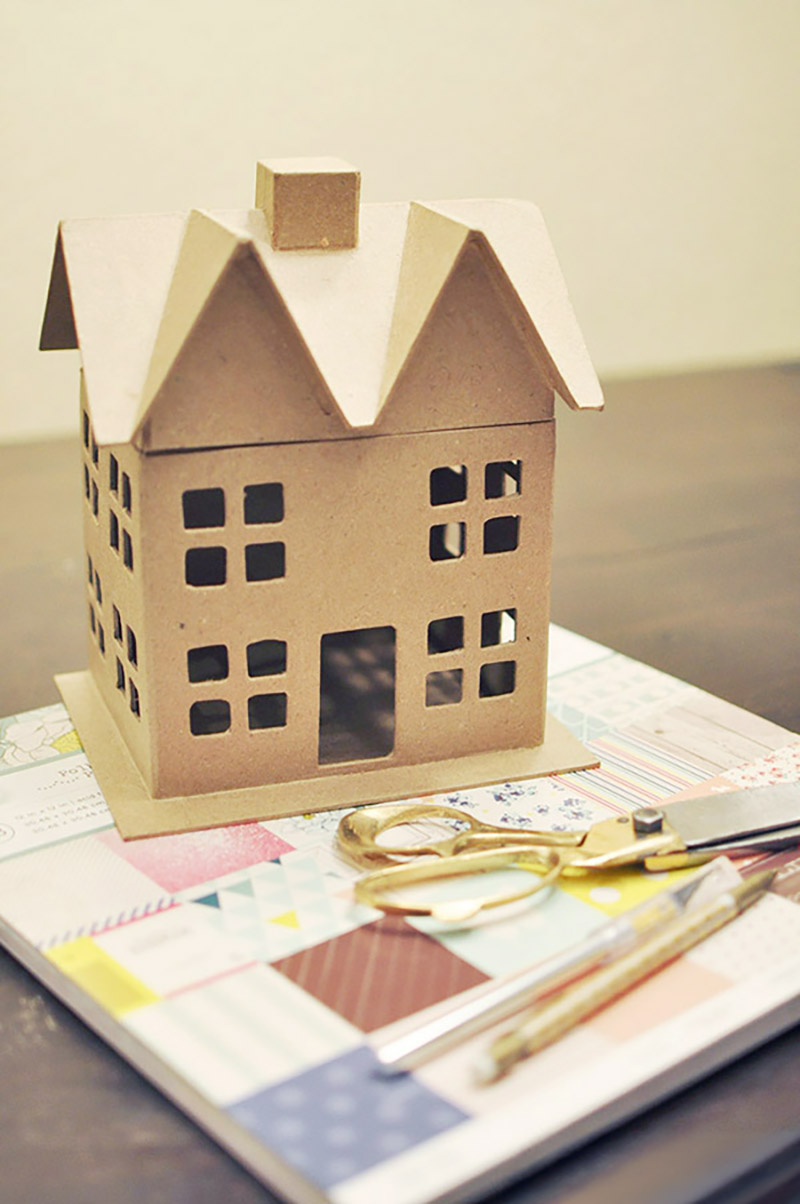 Brown chipboard craft doll house