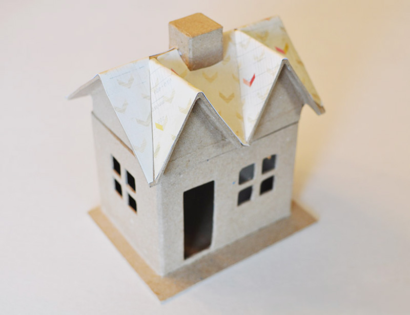 Neutral chevron paper on chipboard house roof