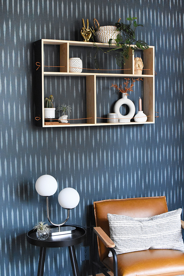 Modern Blue Moody Narrow Display Shelf