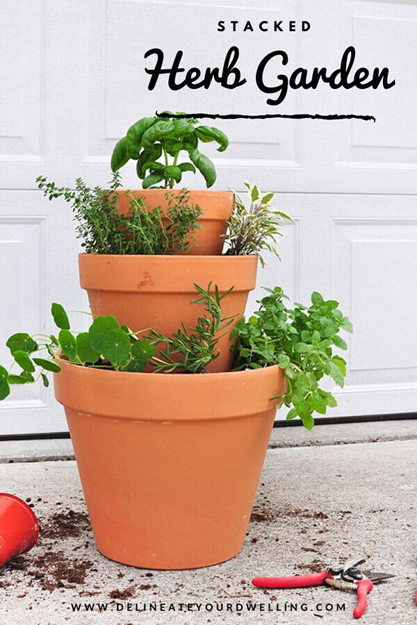 DIY Stacked Herb Garden Planter