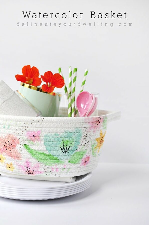 DIY Watercolor Basket