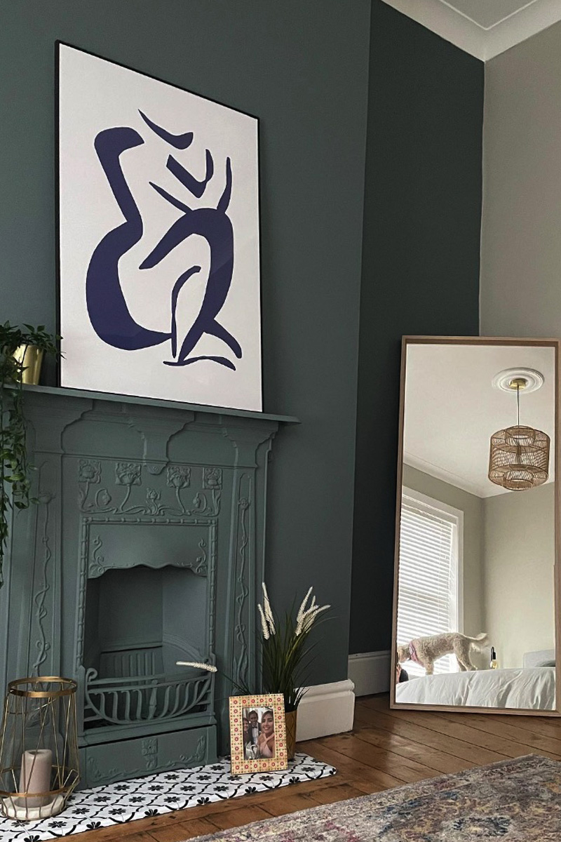 Dark Teal fireplace