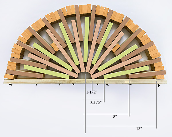 Color coded Sunburst Doormat layout
