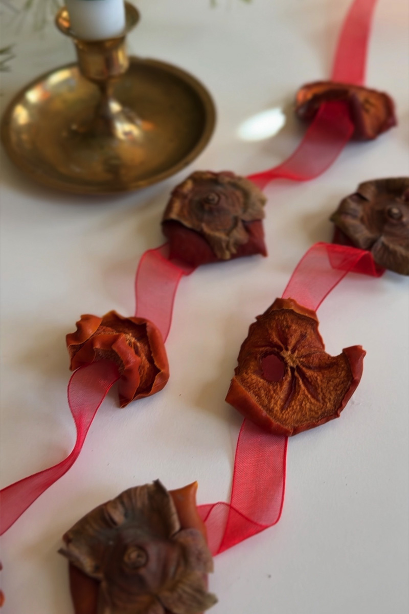 Holiday Persimmon Red ribbon Garland