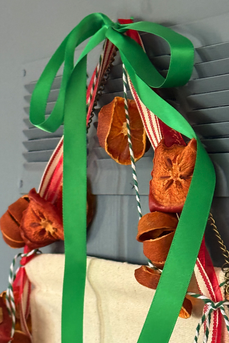 Holiday Dried Persimmon strung on ribbons