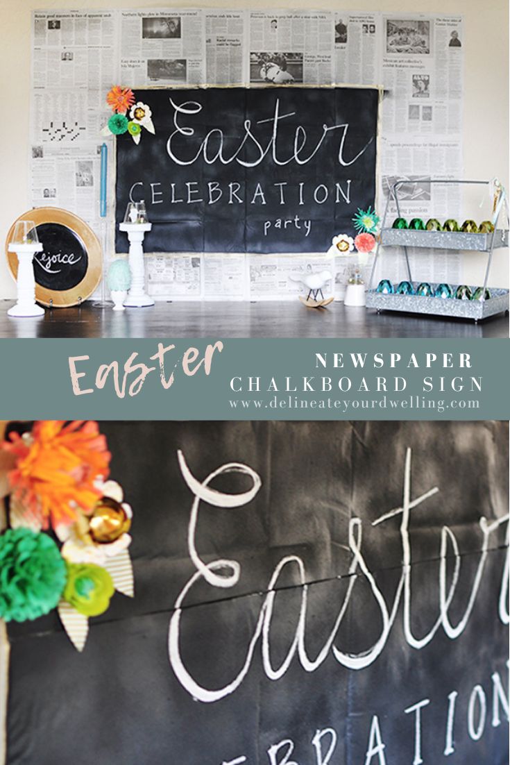 Newspaper Easter Chalkboard Wall