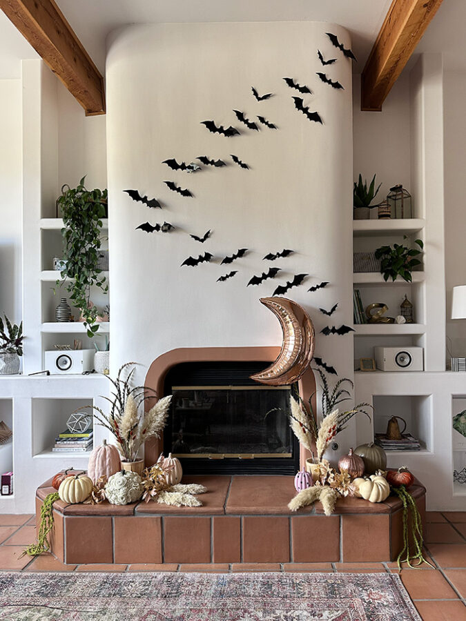 Bohemian Bat Fireplace Display