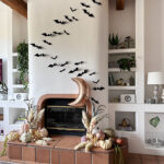 Fall Bat Fireplace display
