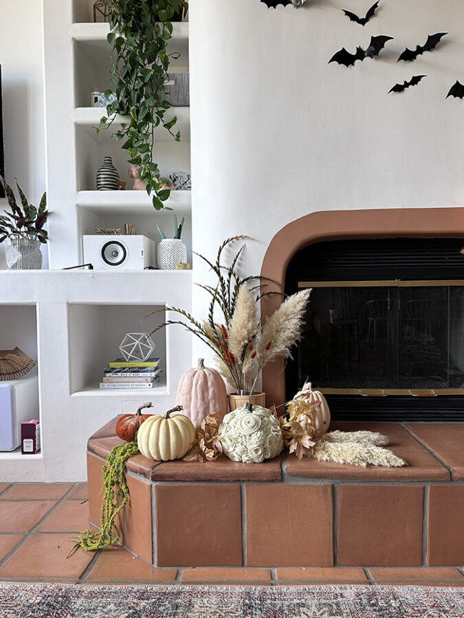 Fall Dried Grasses Fireplace Mantle