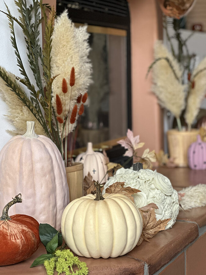 Cream, peach and Pink Fall pumpkins