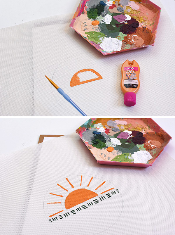 Rising Sun Modern Embroidery Painting steps