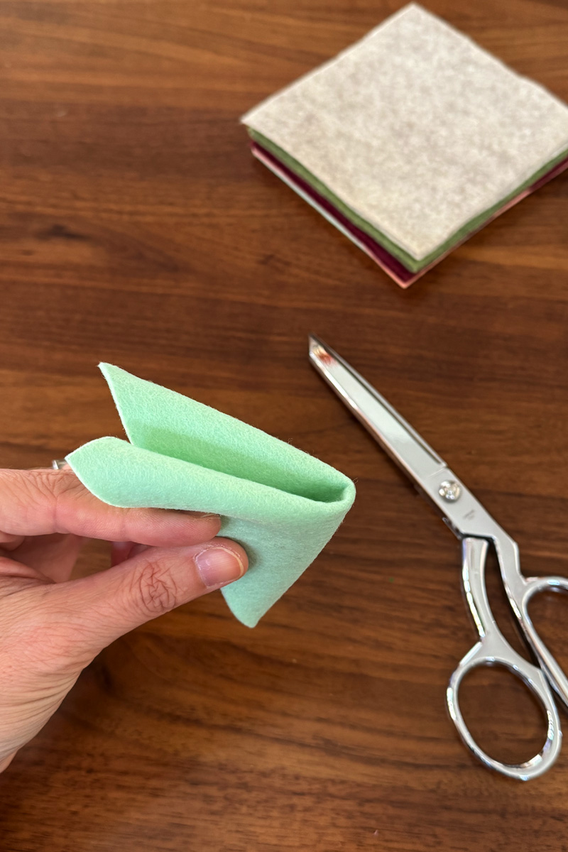 Folded felt squares