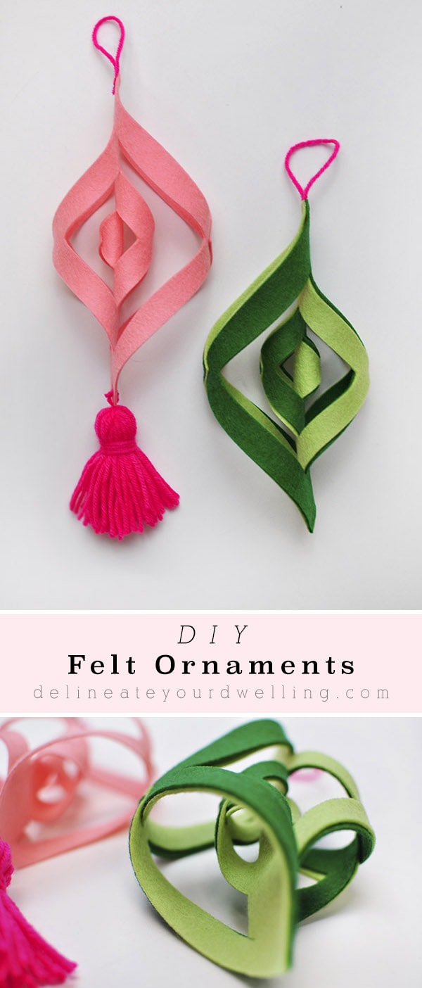 Felt Ornaments Green Pink