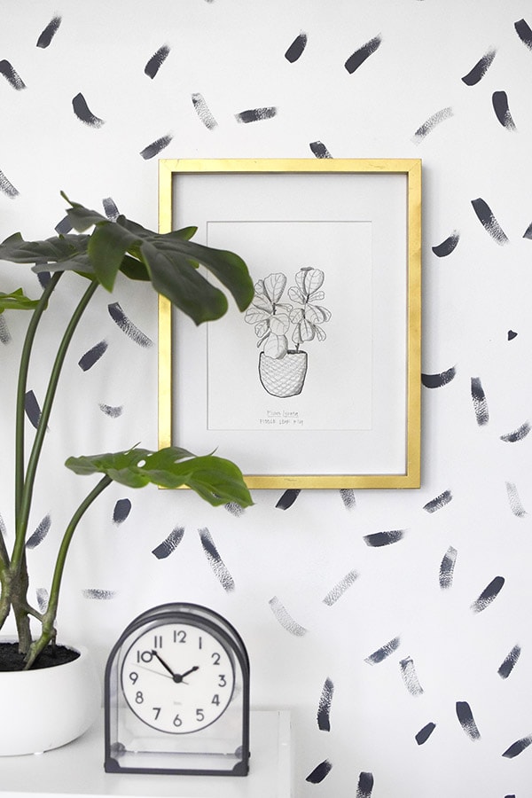 Fiddle Leaf Fig BW Print and Gold Frame