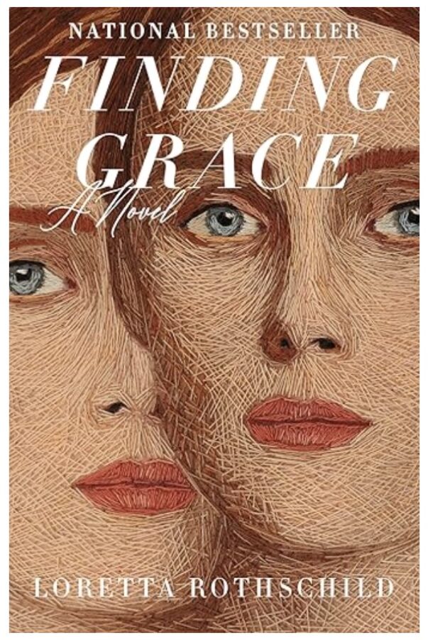 Finding Grace, line drawings of two women looking blankly forward - Fiction book