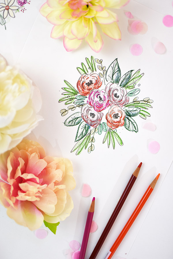 Enjoy a relaxing evening on Galentine's Day or Valentine's Day with these fun Floral Coloring Pages! Delineate Your Dwelling #galentinesdaycoloringpages #valentinesdaycoloringpages #coloringpages