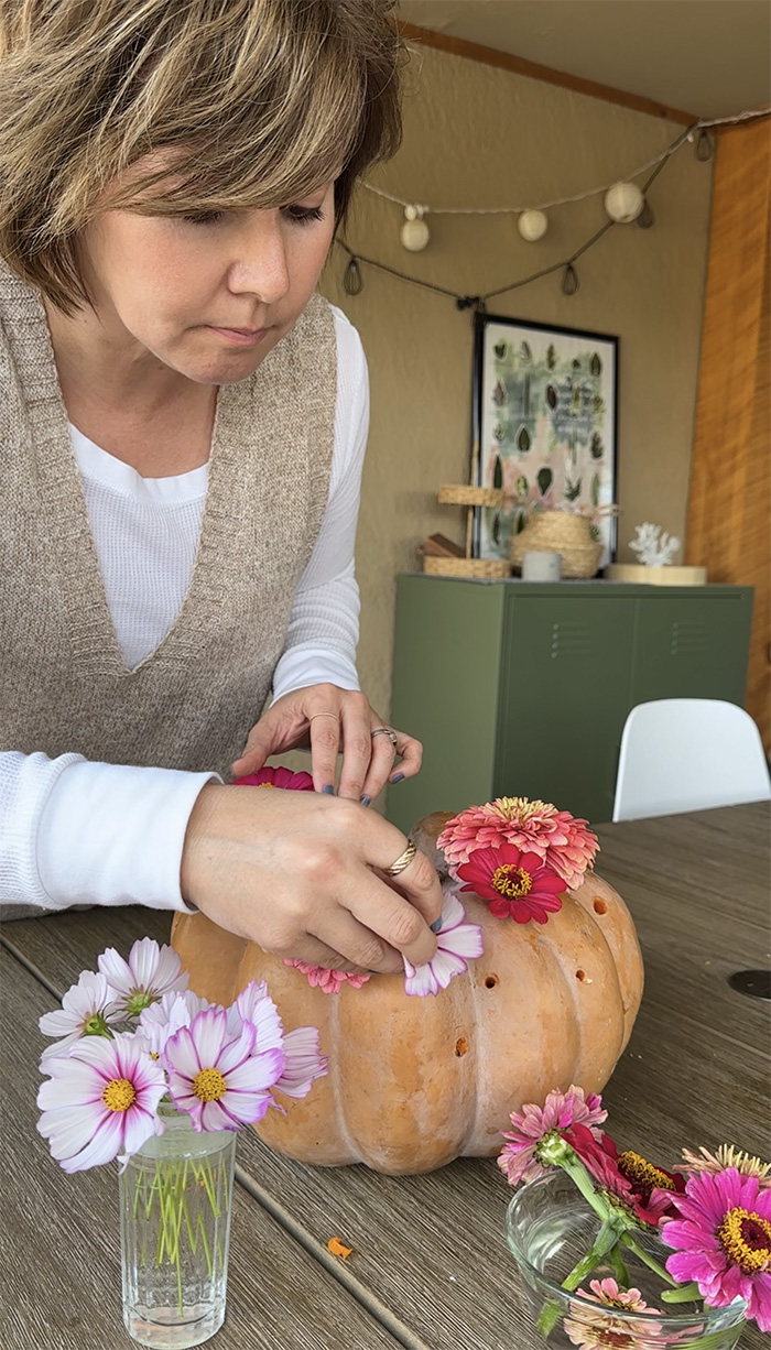 Floral pumpkin decor