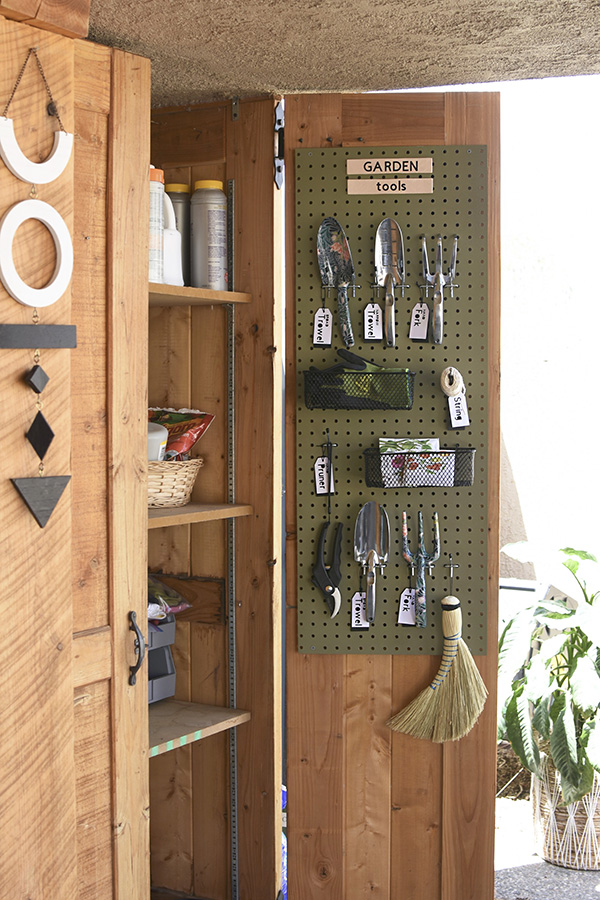 Backyard Garden Tool Pegboard Organization closet