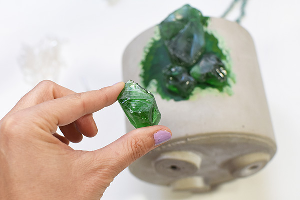 Green Glass Stone Planter pot