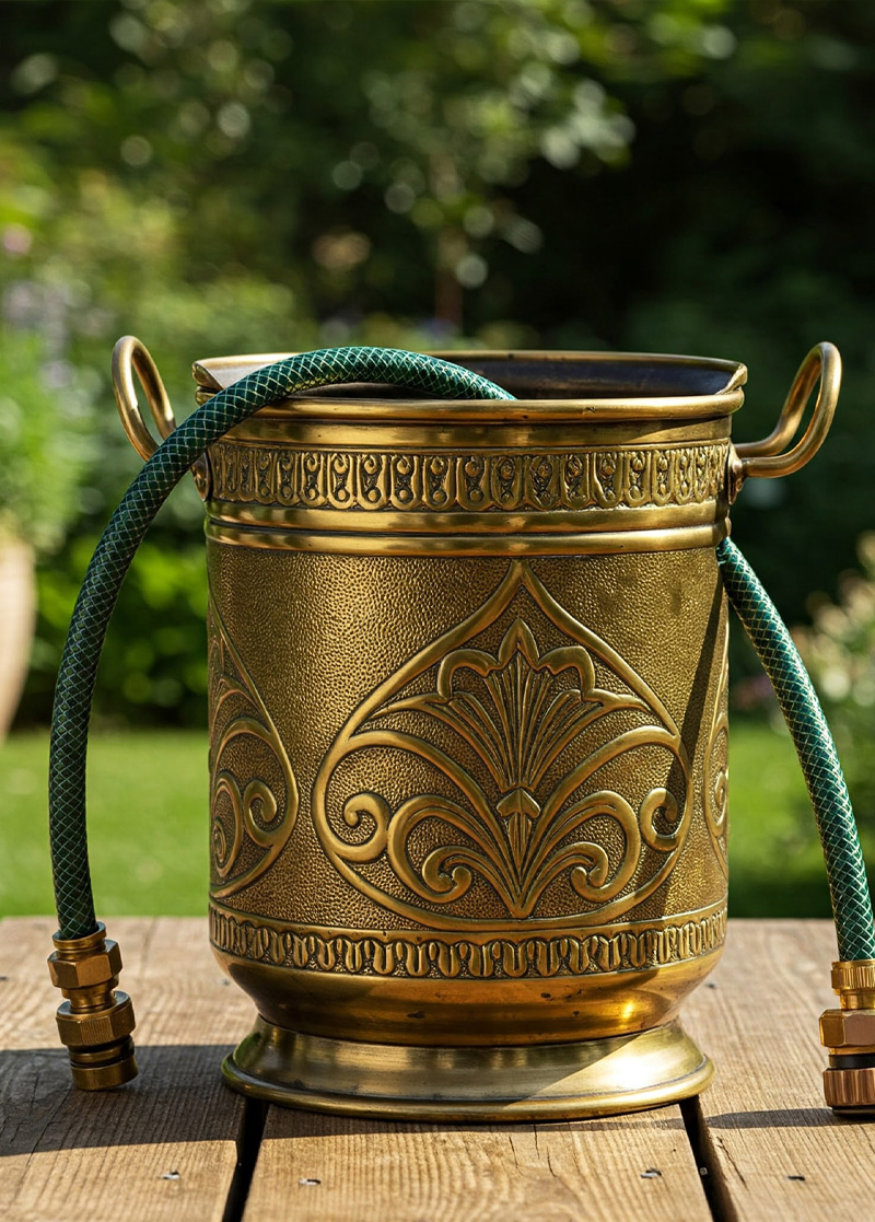 Gold Hose Holder Pot