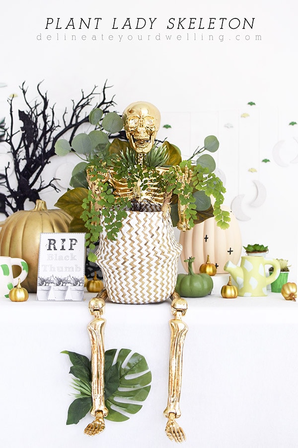 Gold Plant Lady Skeleton