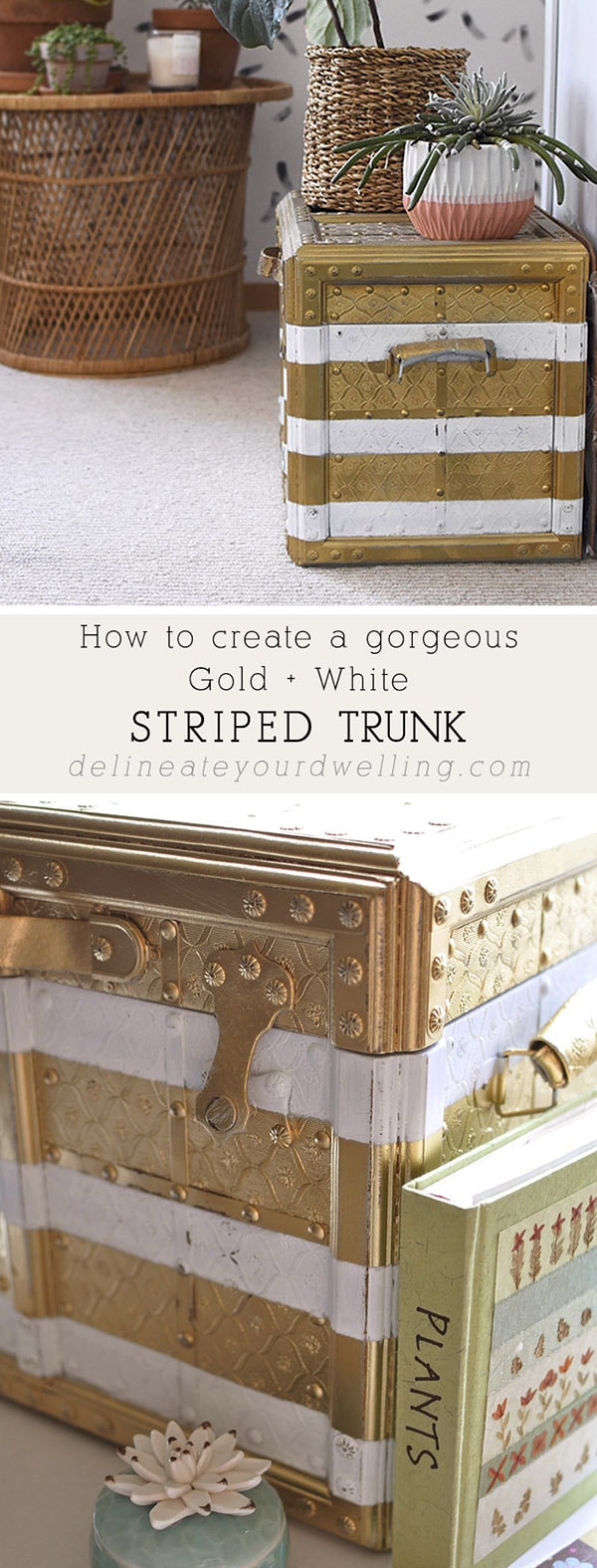 Gold White Stripes Painted Trunk