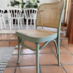 Green Painted Cane Chair makeover