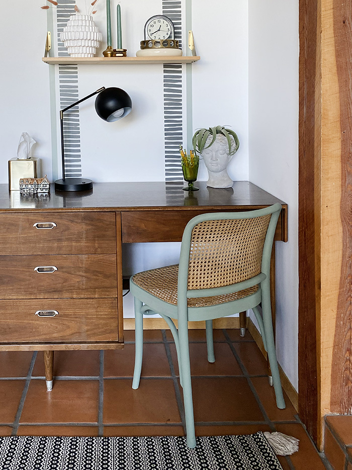 Painted Cane Chair at desk