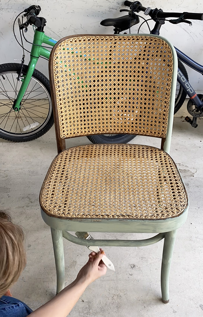 Thrifted Cane Chair makeover
