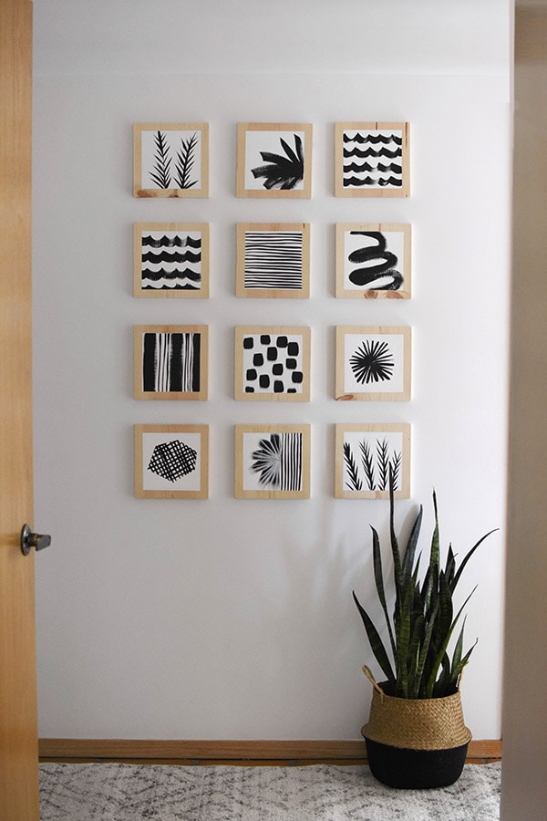 Hallway update - Black and White patterned block art