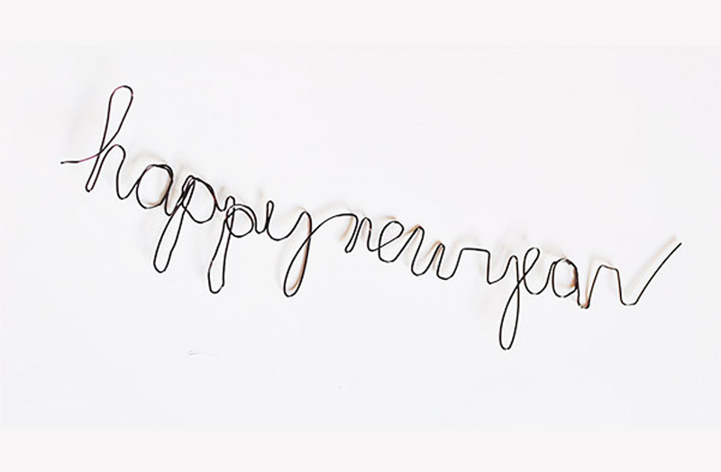 Happy New Year in bent wire