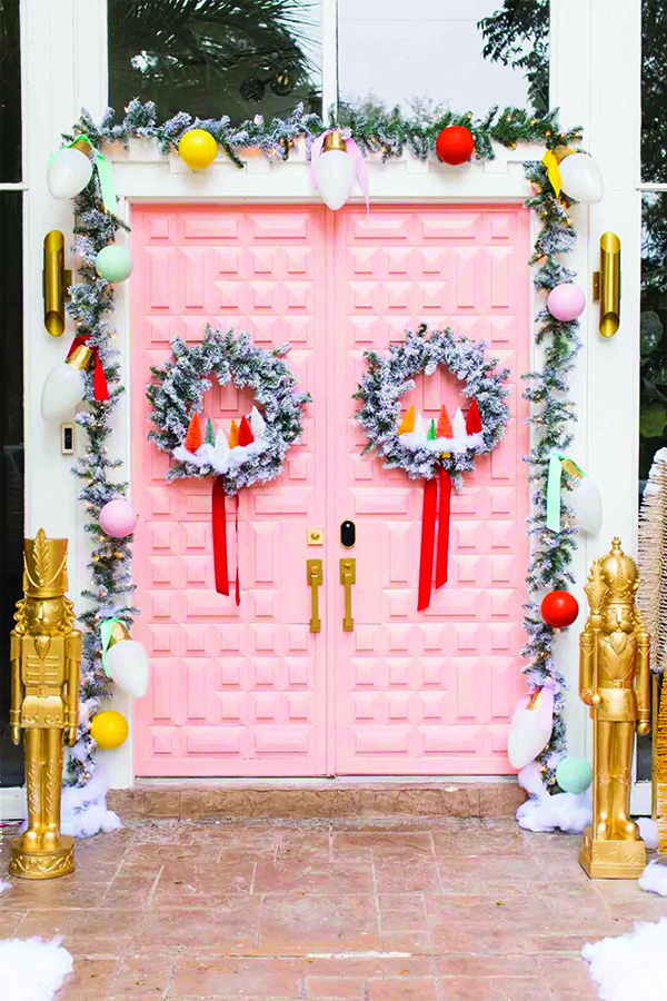 Colorful Front Door Christmas Decor