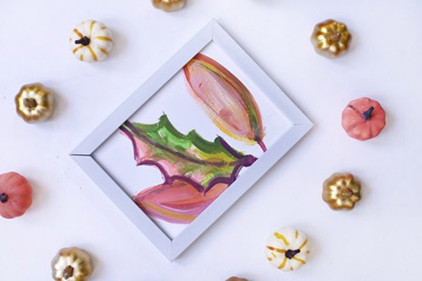 How to paint leaves with mini pumpkins
