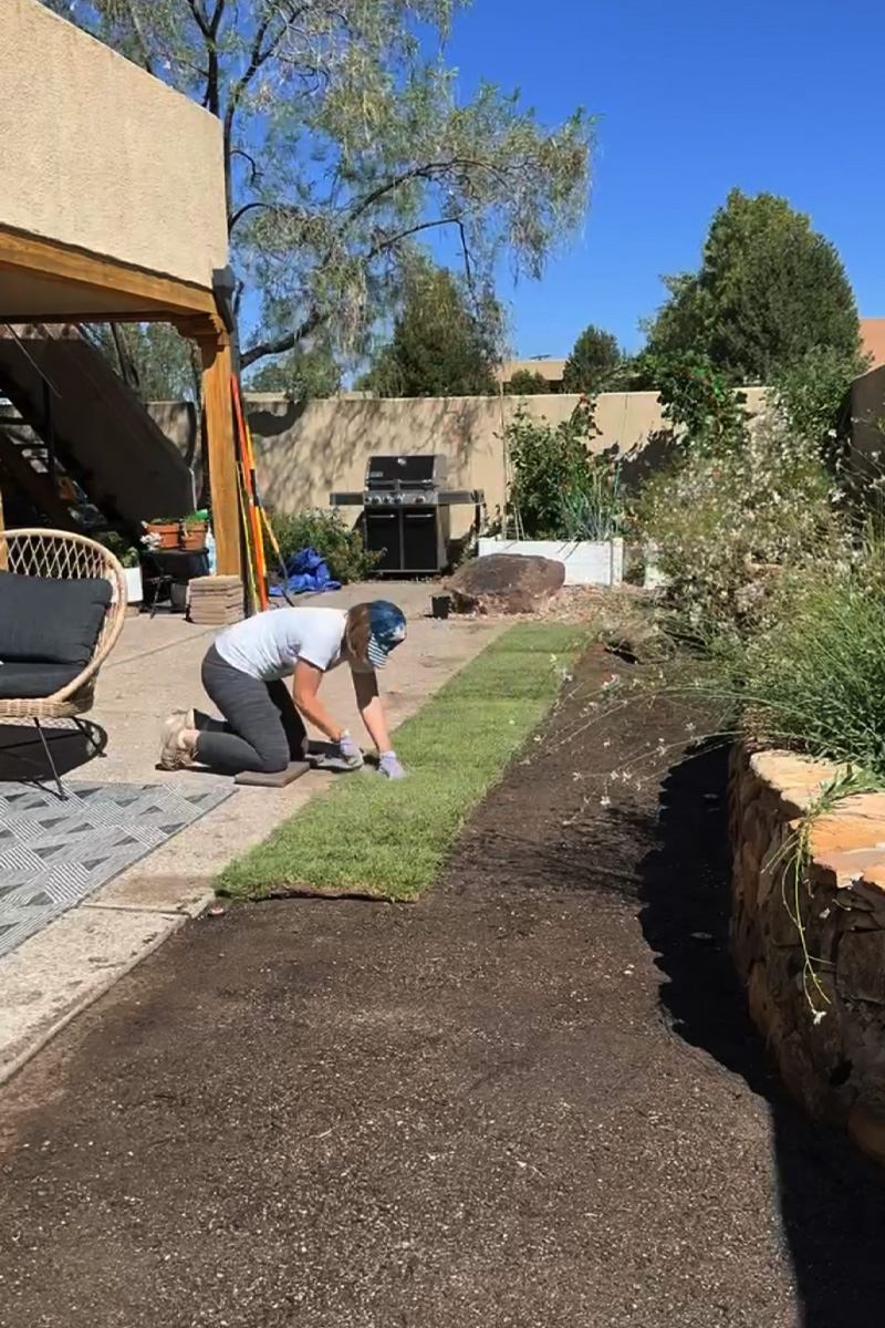 Laying sod turf